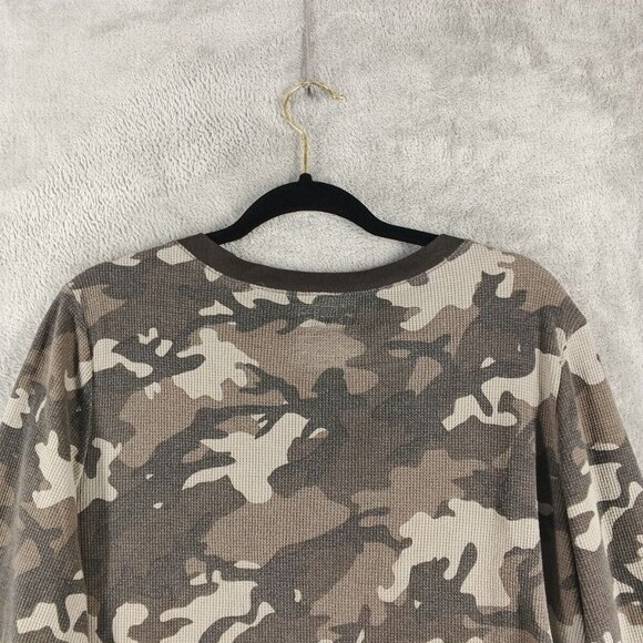 Time & Tru Women Sweater Size XXL(20-22) Camouflage Waffle Knit Henley - Picture 8 of 11